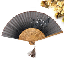 Load image into Gallery viewer, Free Shipping 1pcs Vintage Chinese Spun Silk Flower Printing Hand Fan Folding Hollow Carved Hand Fan Event & Party Supplies