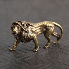 Load image into Gallery viewer, Antique Bronze Male Lion King Statue Small Ornaments Solid Copper Mountain Lions Miniature Figures Brass Sculpture Crafts Decor