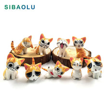 Load image into Gallery viewer, 9pcs Cheese Cat miniature figurine cartoon animals statue Models Bonsai Garden Small Ornament Landscape Home & Garden Decoration