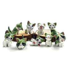 Load image into Gallery viewer, 9pcs Cheese Cat miniature figurine cartoon animals statue Models Bonsai Garden Small Ornament Landscape Home & Garden Decoration