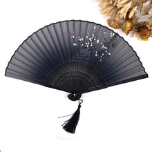 Load image into Gallery viewer, Free Shipping 1pcs Vintage Chinese Spun Silk Flower Printing Hand Fan Folding Hollow Carved Hand Fan Event &amp; Party Supplies
