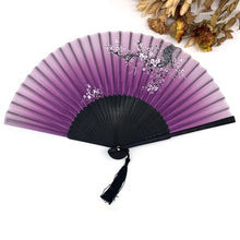 Load image into Gallery viewer, Free Shipping 1pcs Vintage Chinese Spun Silk Flower Printing Hand Fan Folding Hollow Carved Hand Fan Event &amp; Party Supplies
